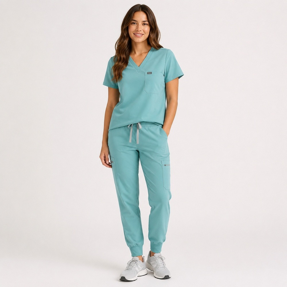 FIGS Catarina Scrub Top XL Zamora Jogger Pants L Teal Scrub Set Teal Blue